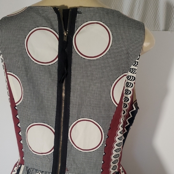 Anthropologie Maeve Burgundy Black Moonsong Sleeveless Back Zip Dress Size 10 - Picture 8 of 13